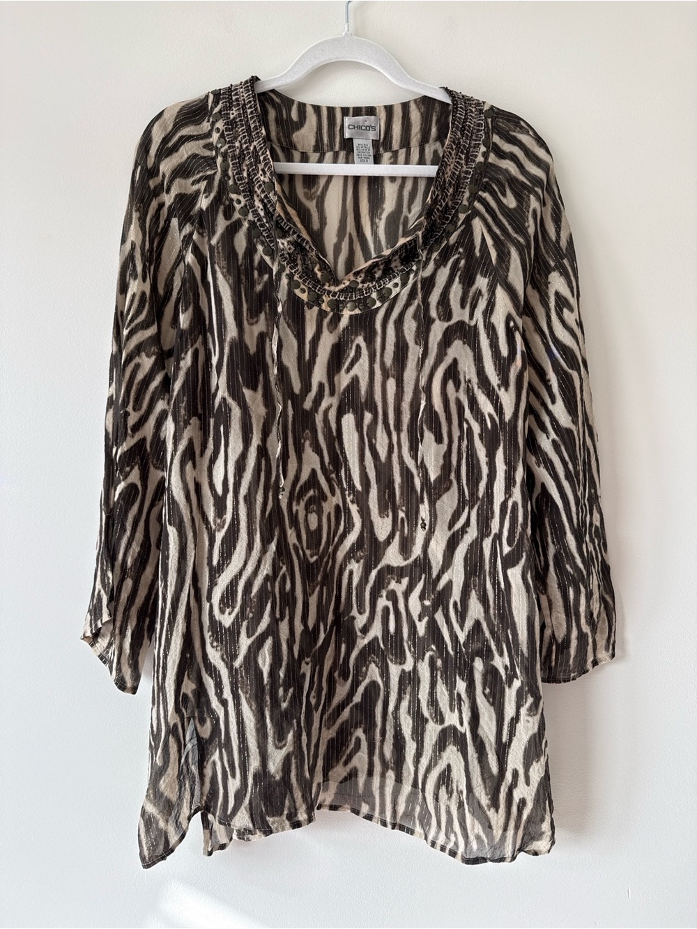 Vintage Chico's silk animal print tunic size 3